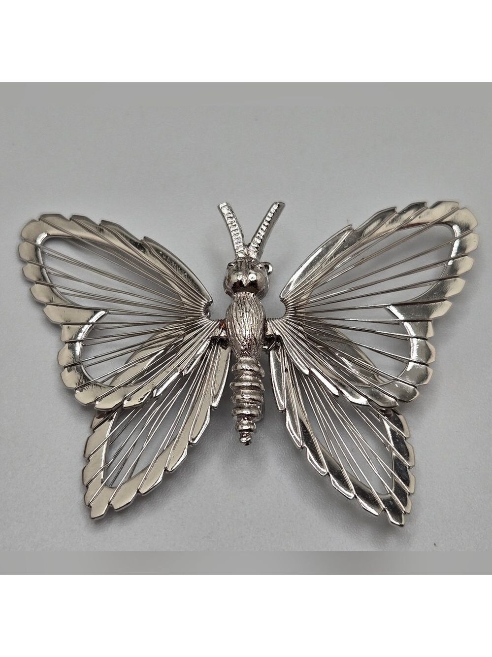 Monet Silver Tone Butterfly Brooch Vintage 1960s Collectible Elegant Timeless